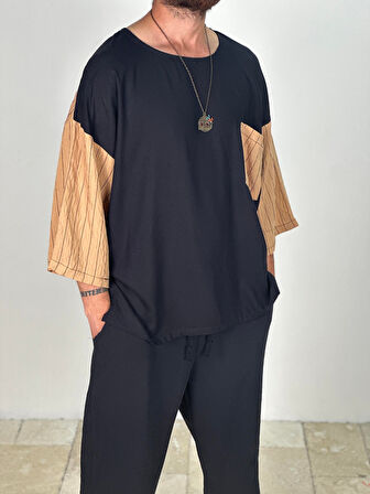 Fakir Kol Viscon Kahverengi Oversize T-Shirt COC2278