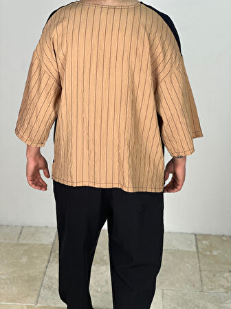 Fakir Kol Viscon Kahverengi Oversize T-Shirt COC2278