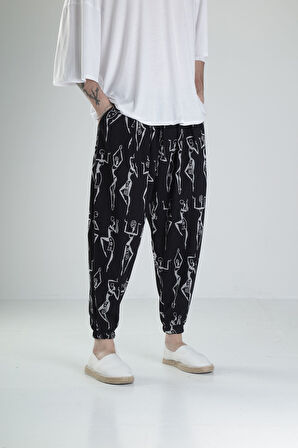 Etnik Desenli Pileli Yarım Şalvar COC2249