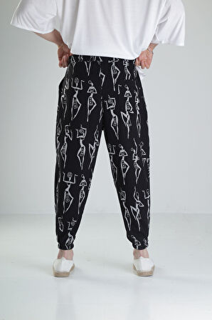 Etnik Desenli Pileli Yarım Şalvar COC2249