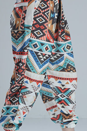 Etnik Desenli Pileli Yarım Şalvar COC2246