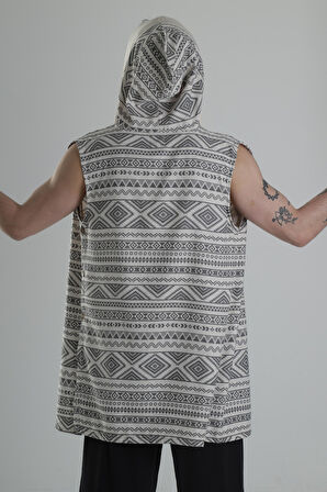 Etnik Desenli Kapüşonlu Panço COC2237