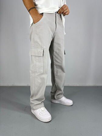 Erkek Premium Kalite Gri Kargo Pantolon COC2398