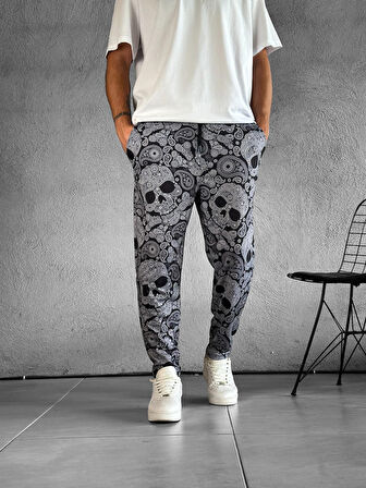 Erkek Kurukafa Desenli Pantolon COC2394