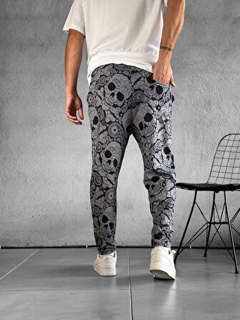 Erkek Kurukafa Desenli Pantolon COC2394