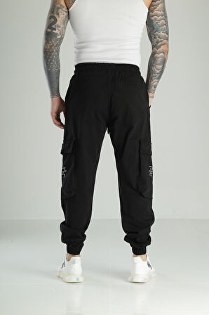 Erkek Kargo Cepli Siyah Pantolon COC2393