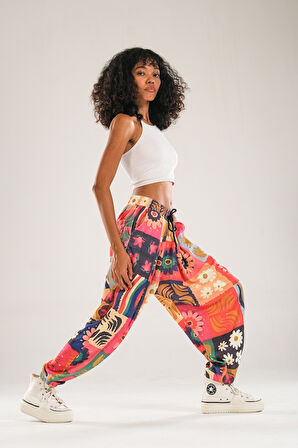 Çiçek Desenli Bürümcük Kumaş Yarım Şalvar COC2339