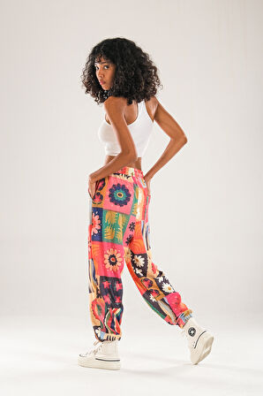 Çiçek Desenli Bürümcük Kumaş Yarım Şalvar COC2339