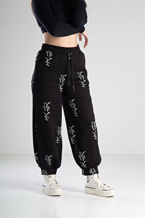 Chinese Desenli Siyah Pantolon COC2319