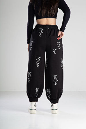 Chinese Desenli Siyah Pantolon COC2319