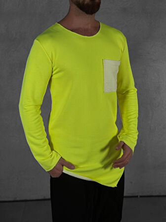 Cep Detaylı Yeşil Asimetrik Sweat COC2311