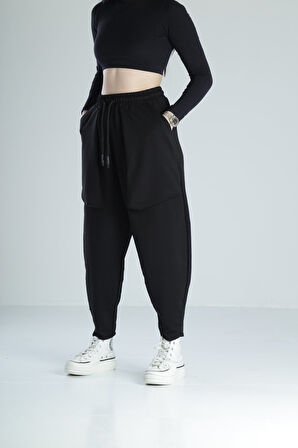 Cep Detaylı Siyah Baget Pantolon COC2306