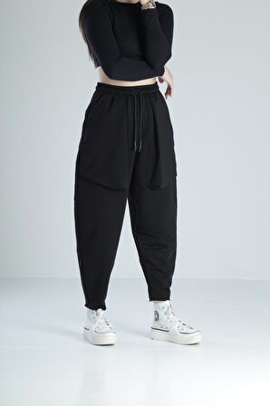 Cep Detaylı Siyah Baget Pantolon COC2306