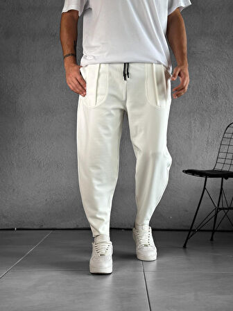 Cep Detaylı Beyaz Baget Pantolon COC2492