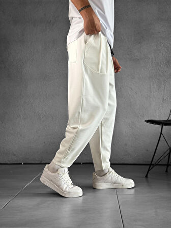 Cep Detaylı Beyaz Baget Pantolon COC2492