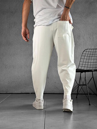 Cep Detaylı Beyaz Baget Pantolon COC2492