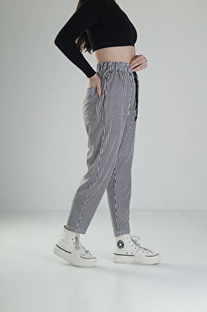 Bürümcük Kumaş Çizgili Baget Pantolon COC2475