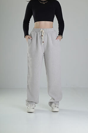 Bol Kalıp Gri Keten Pantolon COC2447