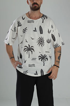 Boho Desenli Oversize T-Shirt COC2443