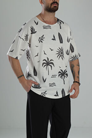 Boho Desenli Oversize T-Shirt COC2443