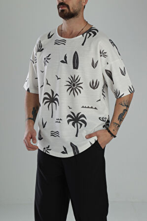 Boho Desenli Oversize T-Shirt COC2443