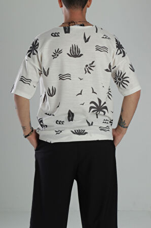 Boho Desenli Oversize T-Shirt COC2443