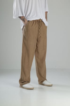 Aerobin Keten Kahve Baggy Pantolon COC2508