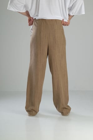 Aerobin Keten Kahve Baggy Pantolon COC2508