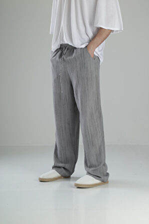 Aerobin Keten Gri Baggy Pantolon COC2506