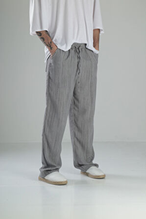 Aerobin Keten Gri Baggy Pantolon COC2506