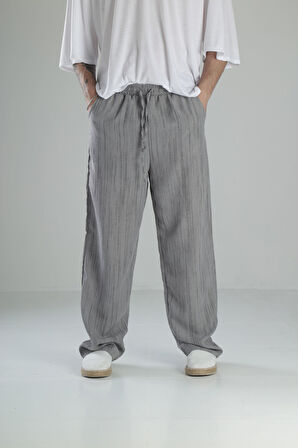Aerobin Keten Gri Baggy Pantolon COC2506
