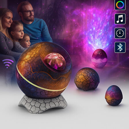 Yaratıcı Dinozor Yumurtası LED Yıldız Galaxy Projektör Gece Lambası Yıldız Işığı Hoparlör