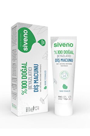 Siveno %100 Doğal Diş Macunu Beyazlatıcı Nane Ferahlığı Florürsüz 65 Gr