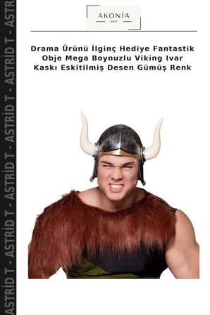 Drama Ürünü İlginç Hediye Fantastik Obje Mega Boynuzlu Viking Ivar Kaskı Eskitilmiş Desen Gümüş Renk