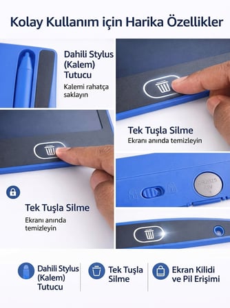 Flody 12 İnc Buyuk Boy Renkli Yazi Dijital Cocuk Yazi Tahtasi Grafik Cizim Tableti Lcd Ekran