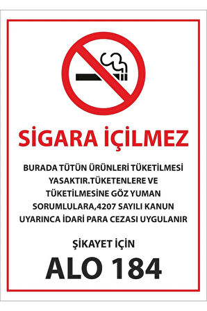 Sigara Içilmez Uyarı Levhası Pvc Kaplı A4