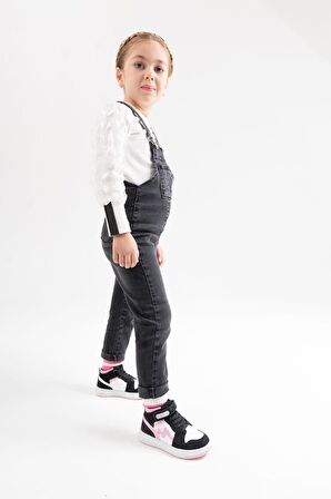 mnpc Unisex Çocuk Siyah-Pembe Hakiki Deri Anatomik Sneakers Bot