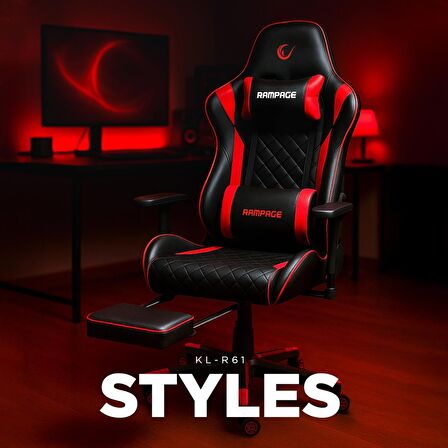 Rampage STYLES KL-R61 Kırmızı/Siyah Oyuncu Koltuğu