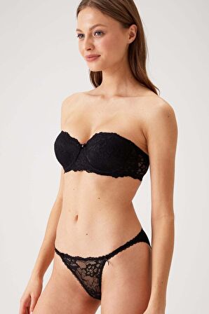 Pierre Cardin Balenli Straplez Destekli Sütyen Takımı 4563 - Siyah