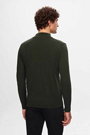 Ds Damat Regular Fit Haki Pamuk Karışımlı Yarım Balıkçı Triko Kazak 5HF06ORT16275 5HF06ORT16275