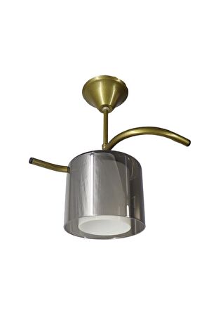 Fuji Eskitme Tekli Füme + Beyaz Camlı Avize | Kaliteli Modern Metal Avize