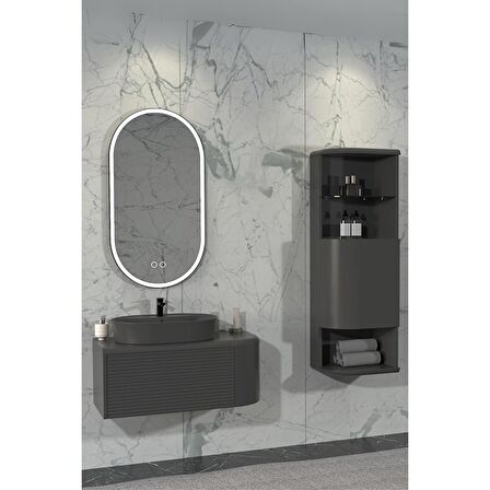 SIESTA 92 CM BANYO DOLABI  ANTRASİT - BOY DOLAP DAHİL