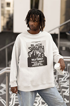 Rock Metal Müzik Grubu Black Sabbath Baskılı Unisex Oversize Wild Turkey Sweatshirt