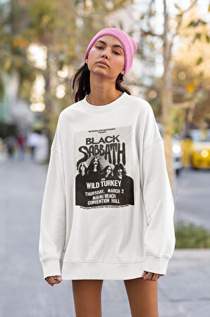 Rock Metal Müzik Grubu Black Sabbath Baskılı Unisex Oversize Wild Turkey Sweatshirt