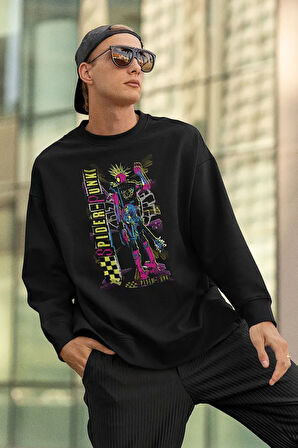 Spider-Punk Baskılı Unisex Oversize Örümcek Adam Sweatshirt