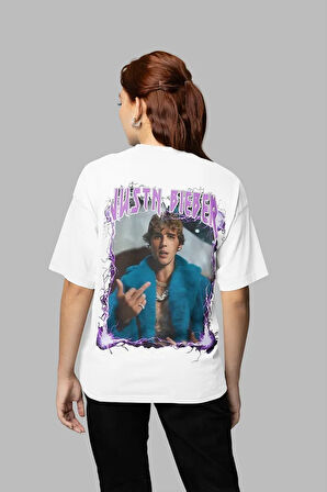 Justin Bieber Baskılı Unisex Oversize Şarkıcı Tişört