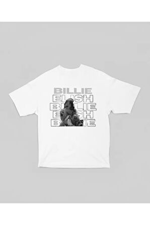 Tasarım Billie Eilish Baskılı Unisex Oversize Şarkıcı Tişört