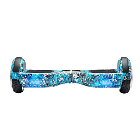 Elektrikli Kaykay Scooter Hoverboard 6.5 Inch Mavi Kurukafa Grafity Desenli Akıllı -denge - D20