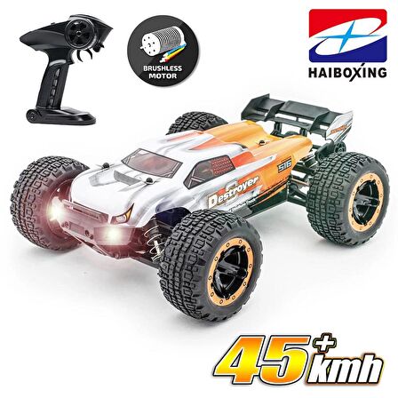 HAIBOXING RC 1/16 Destroyer 45 KM+ Sürat Uzaktan Kumandalı Model RC Model Araba RTR Elektrikli 4WD Brushless Fırçasız Truggy Truck (Turuncu)