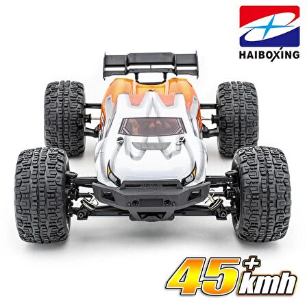 HAIBOXING RC 1/16 Destroyer 45 KM+ Sürat Uzaktan Kumandalı Model RC Model Araba RTR Elektrikli 4WD Brushless Fırçasız Truggy Truck (Turuncu)